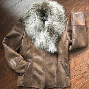 Guess faux leather/suede/Sherpa lined jacket